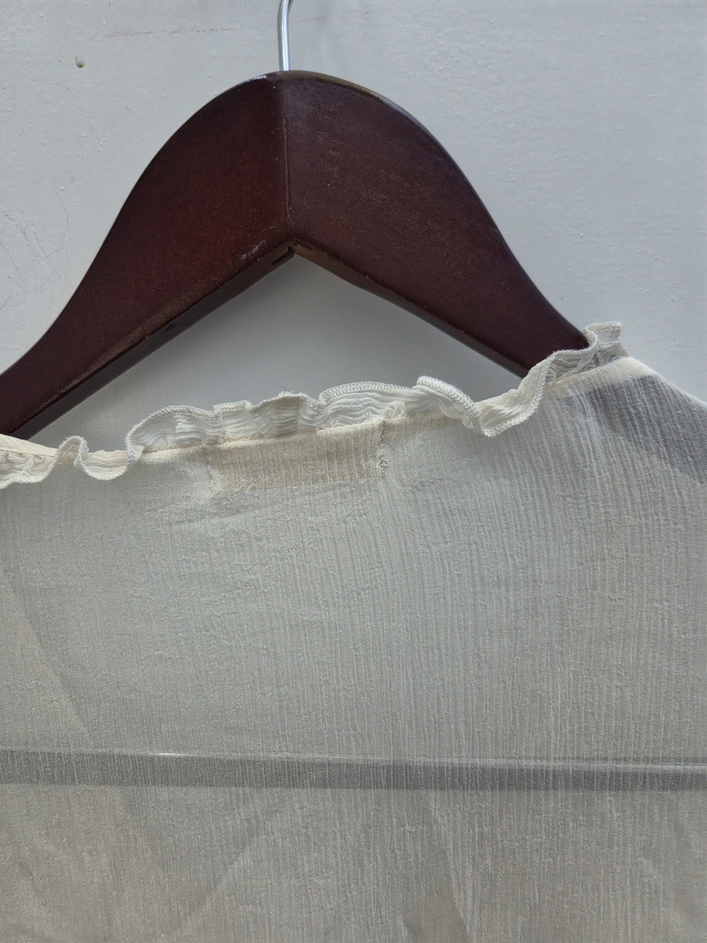 Sheer Ruffle-Trim Blouse - Cream - Picture 11 of 11